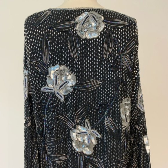 Vintage Floral Beaded Sequin Top - Picture 3 of 5